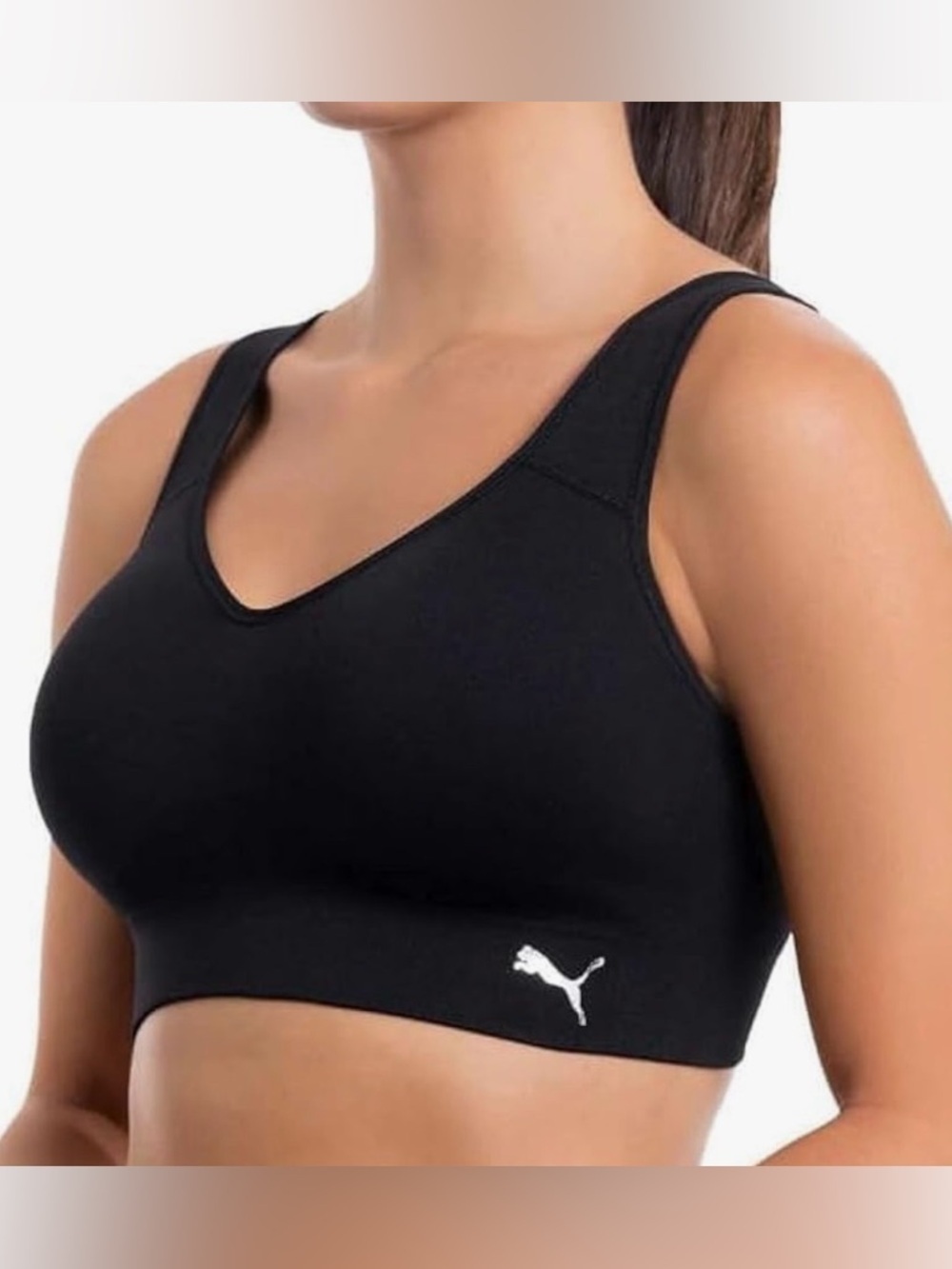 PUMA Black Seamless Sports Bra Adjustable Strap Size M